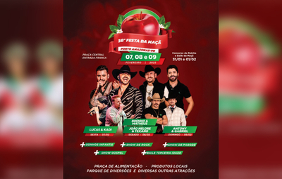 Porto Amazonas divulga programação da 38ª Festa da Maçã com shows gratuitos